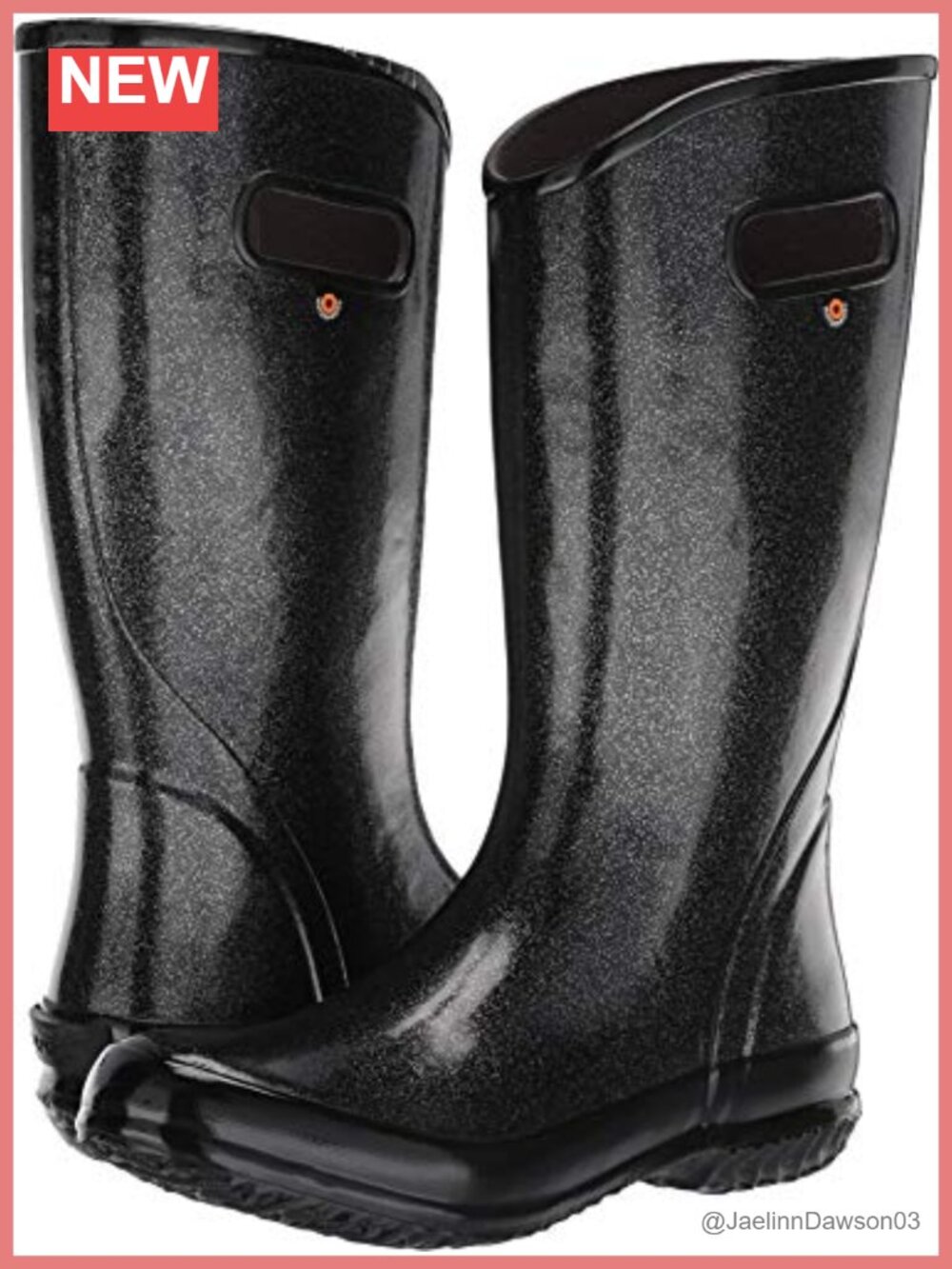 Waterproof Knee High Rain Boots Sparkly Glitter Pull-On